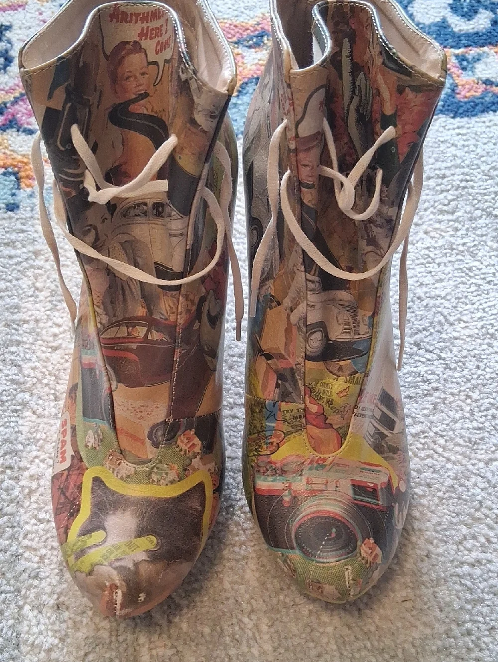 Dogo Retro Vintage Art Lace-Up Ankle Boots, Size 41 (10) - Picture 5 of 9